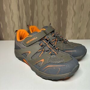 Merrell  M Trail Chaser Hiking Sneakers Big Kid 4 Leather Olive Gray Orange